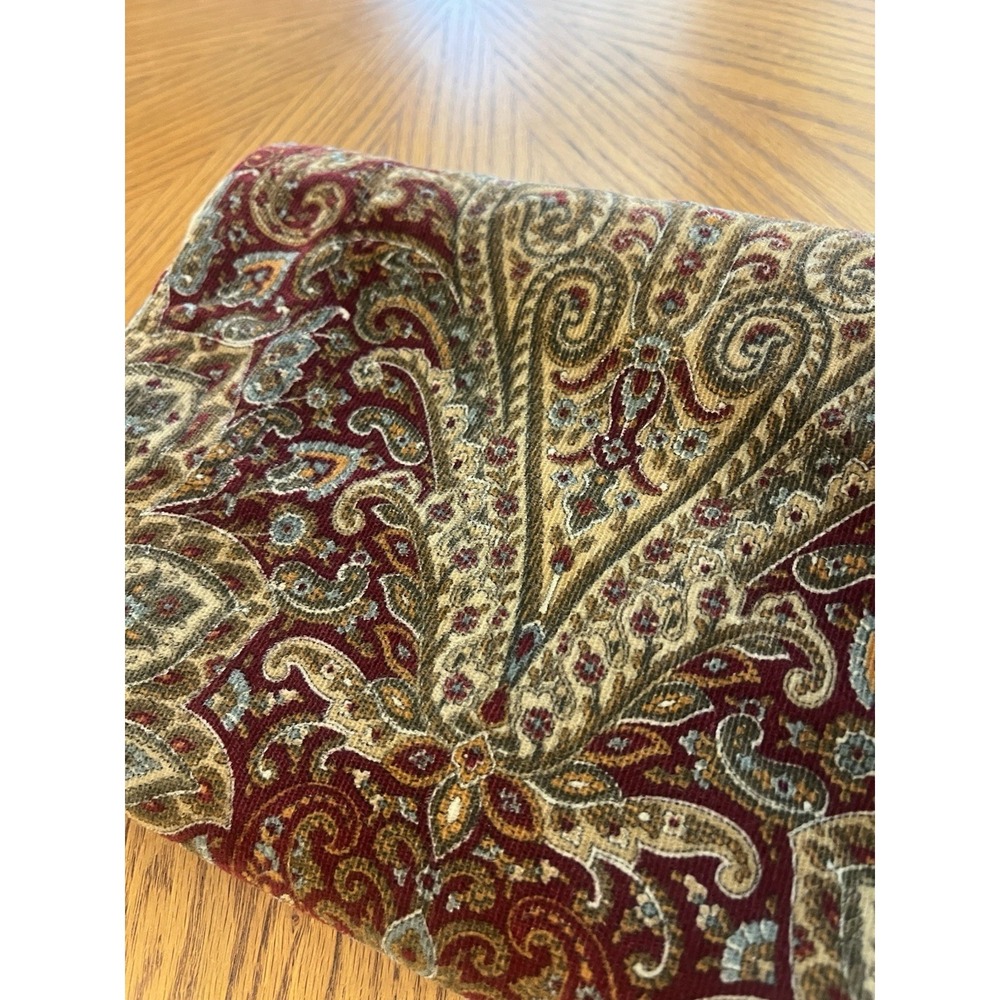 Vintage Tommy Hilfiger Pillow Shams Covers Set Pair Red Light Corduroy Paisley - Picture 11 of 13